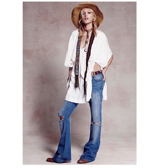 Free People Denim - Free People Busted Knee Flare Jeans Size 26